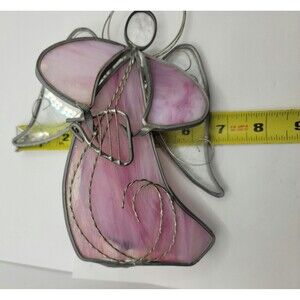 Pink Stained Glass Angel Tea light Candle Holder